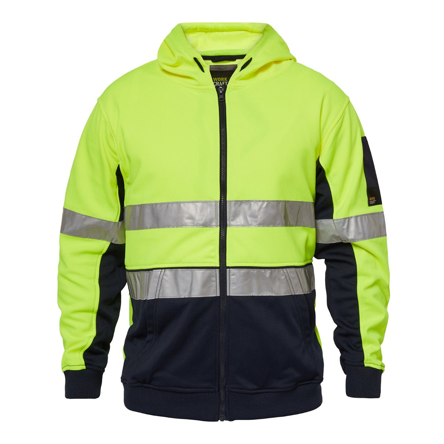 Workcraft WT8011 Hi Vis Hoodie in Yellow/Navy
