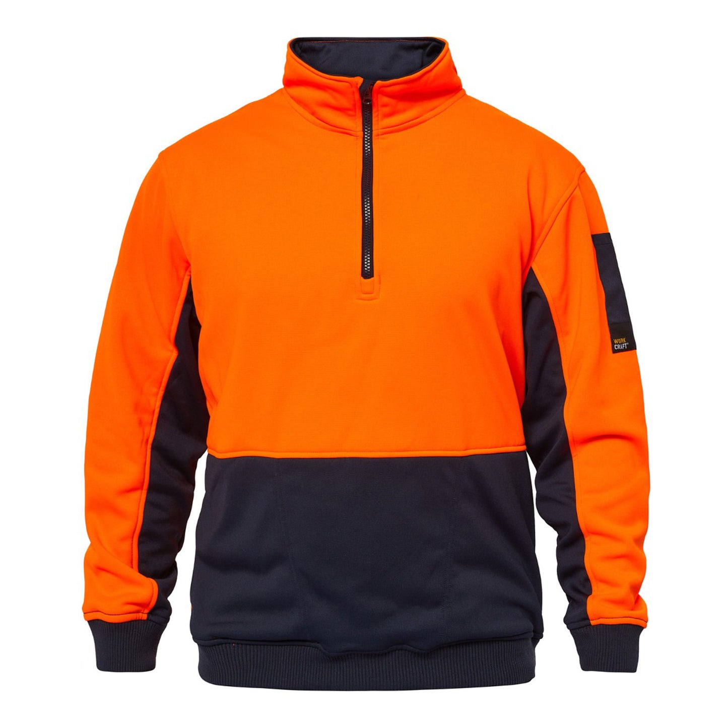 Workcraft WT8012 Hi Vis Half Zip Pullover in Orange/Navy