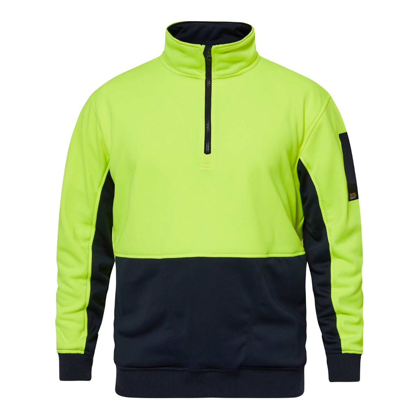 Workcraft WT8012 Hi Vis Half Zip Pullover in Yellow/Navy