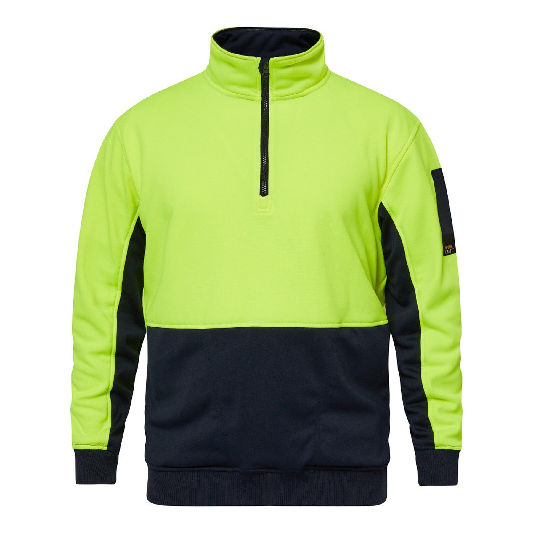 Workcraft WT8012 Hi Vis Half Zip Pullover in Yellow/Navy