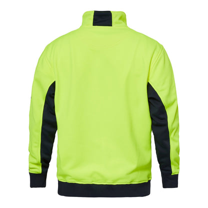 Workcraft WT8012 Hi Vis Half Zip Pullover in Yellow/Navy