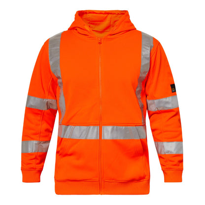 Workcraft WT8016 Hi Vis Zip Hoodie With Reflective X Pattern in Orange