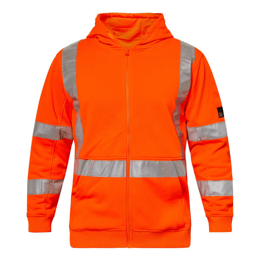 Workcraft WT8016 Hi Vis Zip Hoodie With Reflective X Pattern in Orange