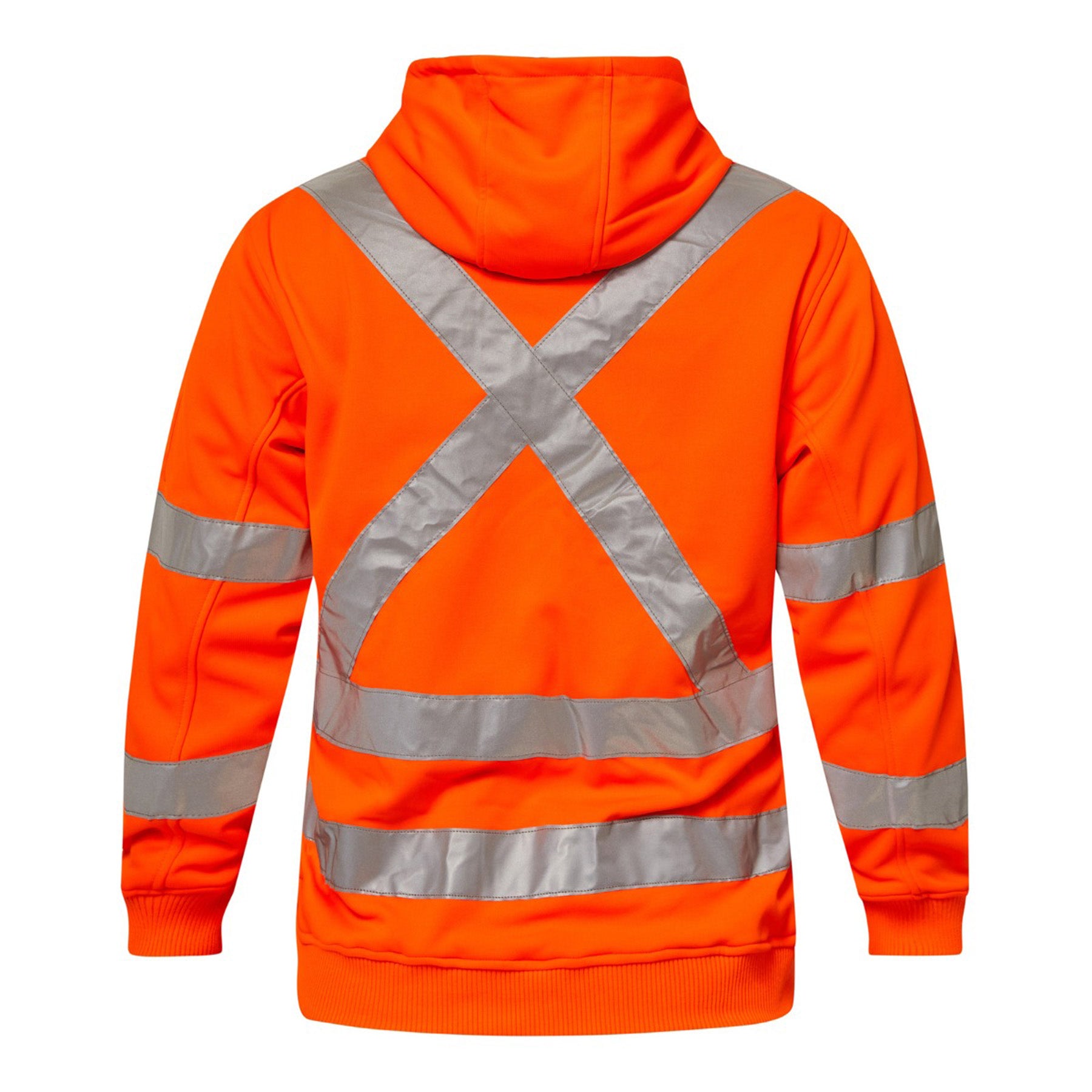 Workcraft WT8016 Hi Vis Zip Hoodie With Reflective X Pattern in Orange