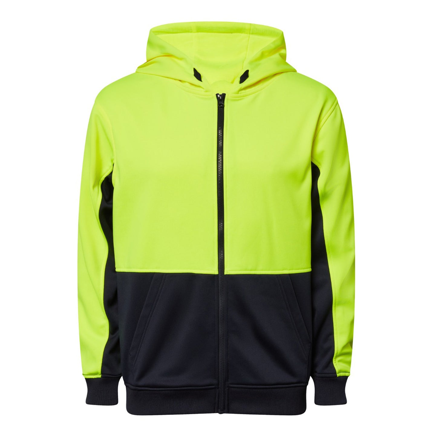 Workcraft WT8017 Hi Vis Full Zip Hoodie in Yellow/Navy