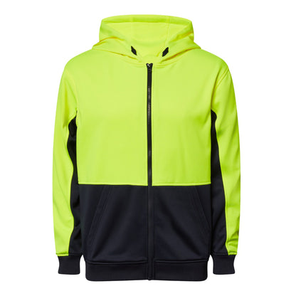 Workcraft WT8017 Hi Vis Full Zip Hoodie in Yellow/Navy