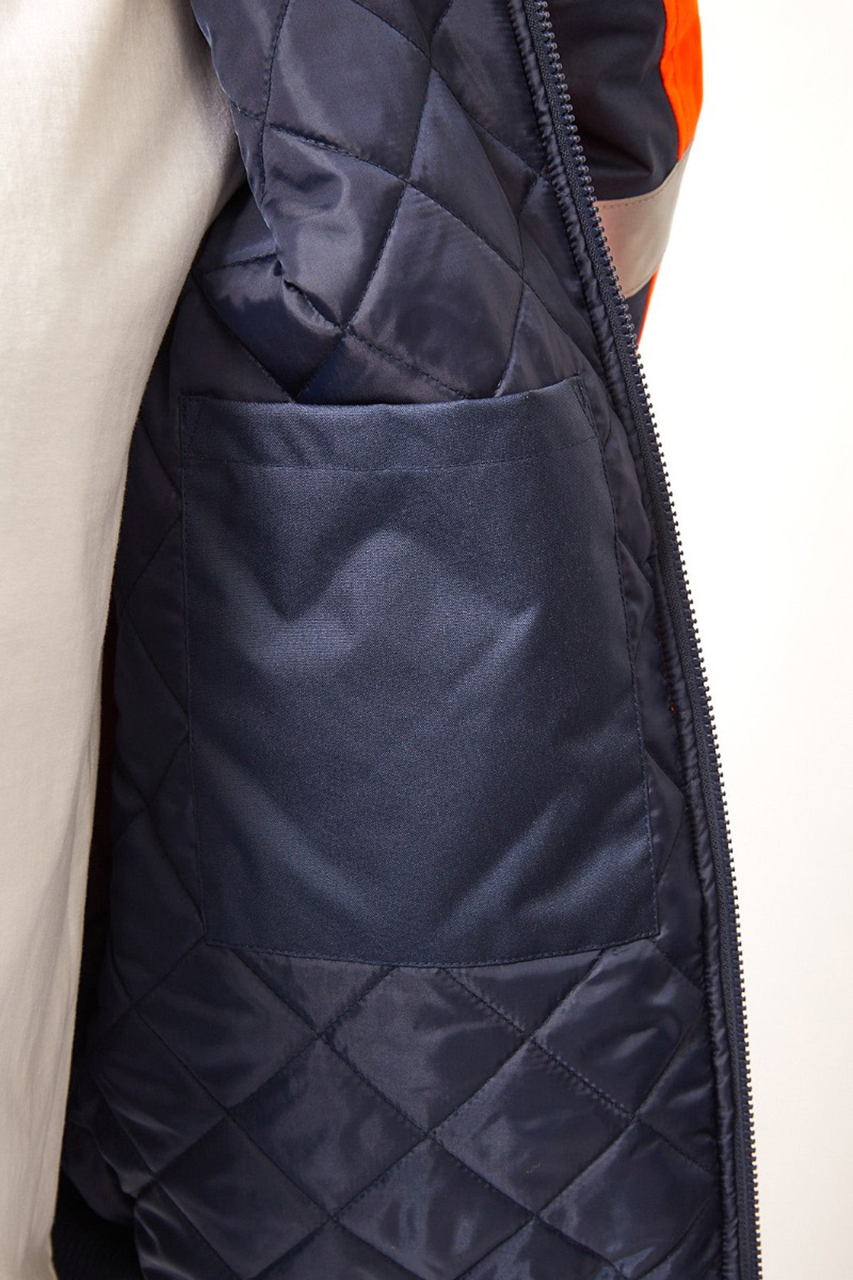 Workcraft WW9010 Hi Vis Reflective Bomber Jacket With X Pattern in Orange/Navy