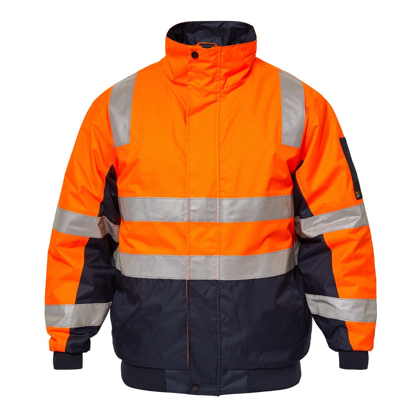 Workcraft WW9011 Hi Vis Modern Reflective Bomber Jacket in Orange/Navy