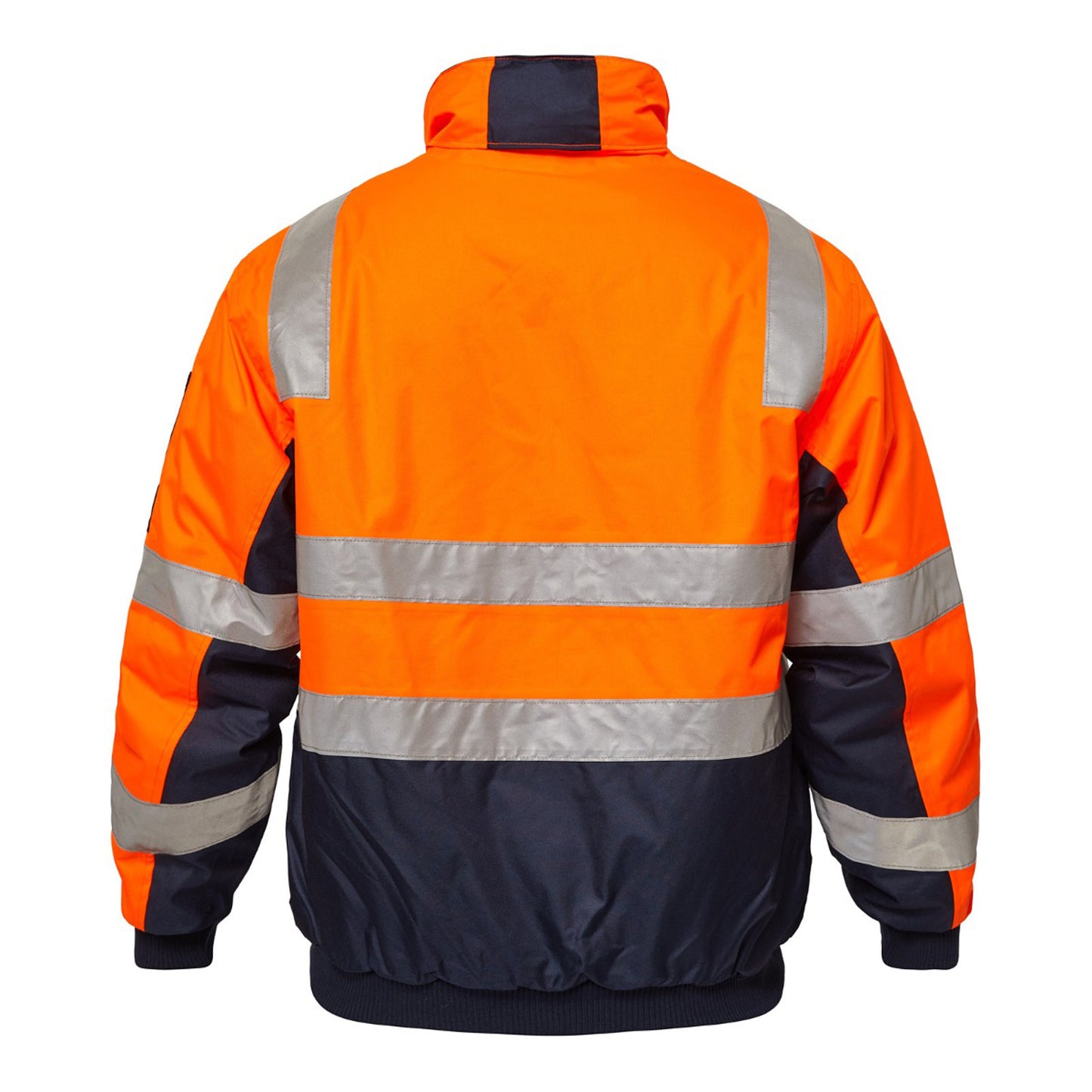 Workcraft WW9011 Hi Vis Modern Reflective Bomber Jacket in Orange/Navy