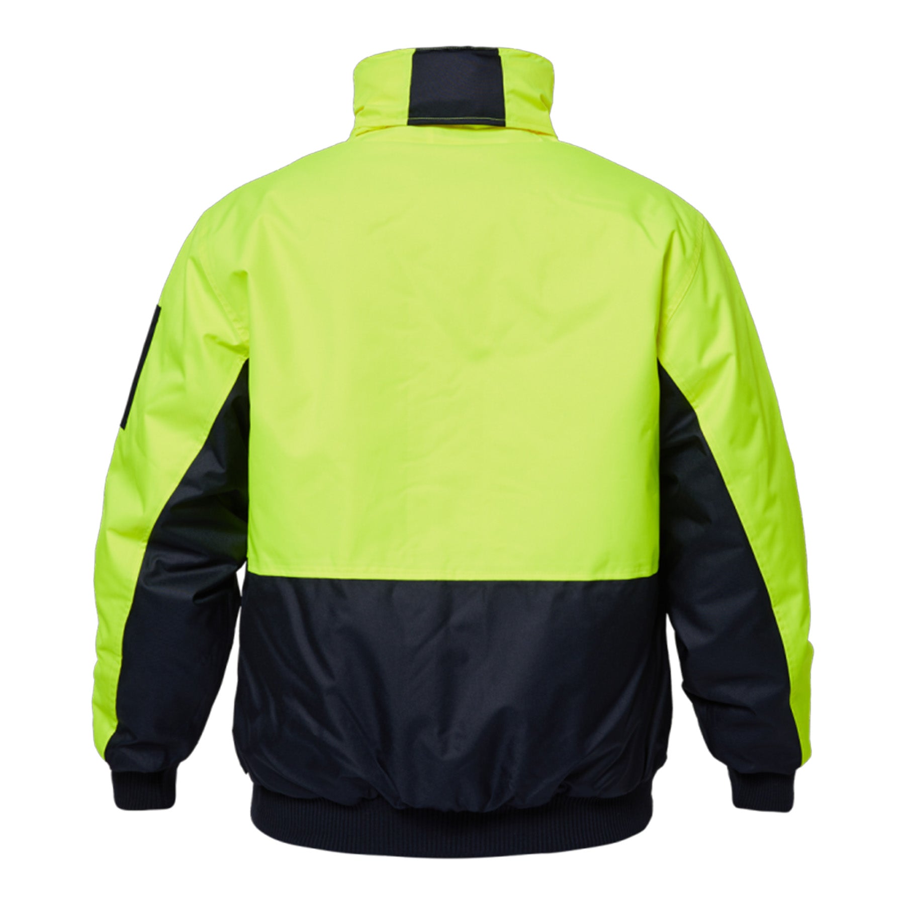 Workcraft WW9012 Hi Vis Modern Bomber Jacket in Yellow/Navy