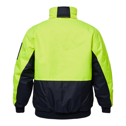 Workcraft WW9012 Hi Vis Modern Bomber Jacket in Yellow/Navy