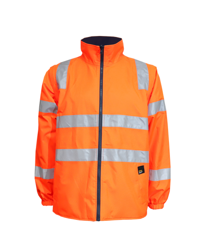 Workcraft WW9032 Hi Vis 6 In 1 Two Tone Reflective Jacket With Removable Sleeves in Orange/Navy