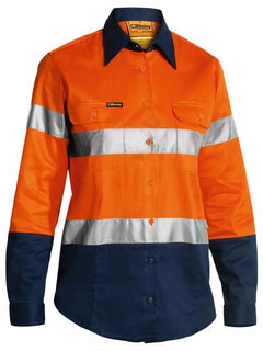 Womens Taped Hi Vis Drill Shirt Long Sleeve