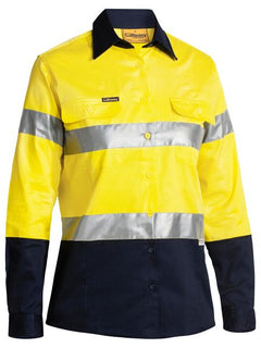 Womens Taped Hi Vis Drill Shirt Long Sleeve