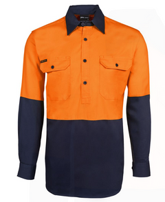Hi Vis Long Sleeve 190g Close Front Shirt
