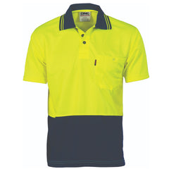 Mens HiVis Two Tone Cool Breathe Short Sleeve Polo
