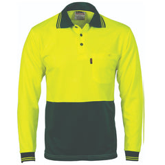 Mens HiVis Two Tone Cool Breathe Long Sleeve Polo