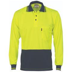 Mens HiVis Two Tone Cool Breathe Long Sleeve Polo