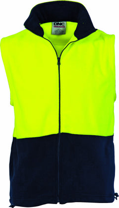 HiVis Two Tone Full Zip Polar Fleece Vest