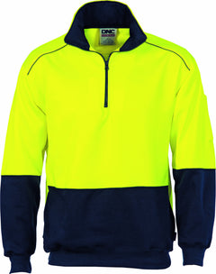 HiVis Two Tone 1/2 Zip Reflective Piping Sweat Shirt