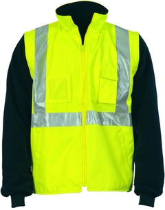 HiVis Cross Back D/N "4 in 1" Zip Off Sleeve Reversible Vest