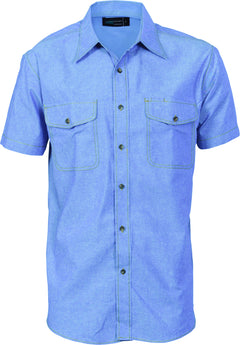 Mens Cotton Twin Pocket Short Sleeve Shirt
