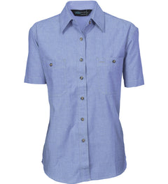 Ladies Cotton Chambray Short Sleeve Shirt