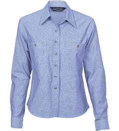 Ladies Cotton Chambray Long Sleeve Shirt