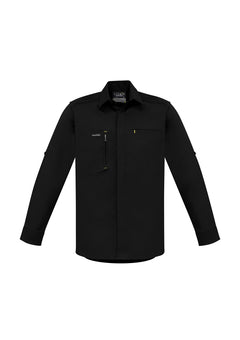 NEW Streetworx Mens L/S Stretch Shirt - Black
