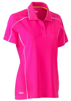 Womens Cool Mesh Polo With Reflective Piping