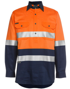 Hi Vis Long Sleeve (D+N) 190g Close Front Shirt