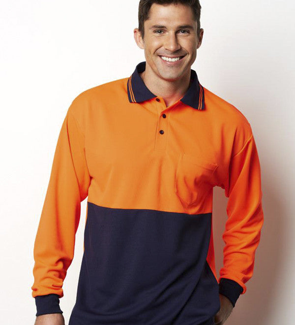 Mens Fluoro Long Sleeve Polo
