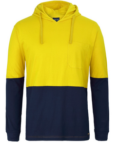 Hi Vis Long Sleeve Cotton Tee With Hood