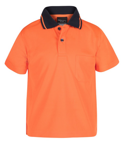 Kids Hi Vis Non Cuff Traditional Polo